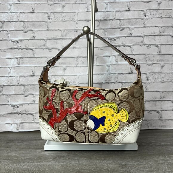 Rare Vintage Y2k Coach Pochette Sea Applique Hand Bag - Picture 1 of 7